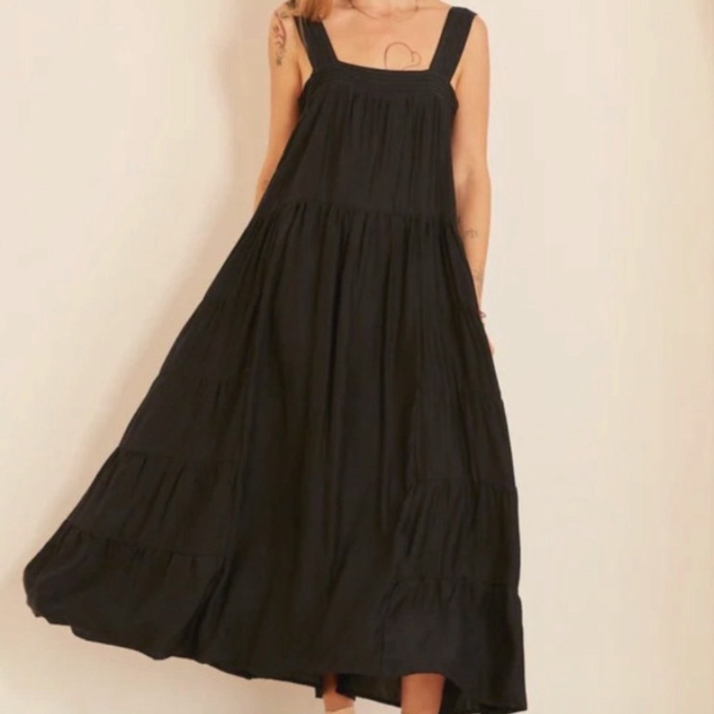 Natalie Martin Jasmine Maxi Dress Black‎ Silk Size X-Small No Sash